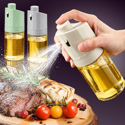 Kitchen Gadget 2-in-1 Glass Oil Bottle Press Oil Dispenser Barbecue Fuel Injector